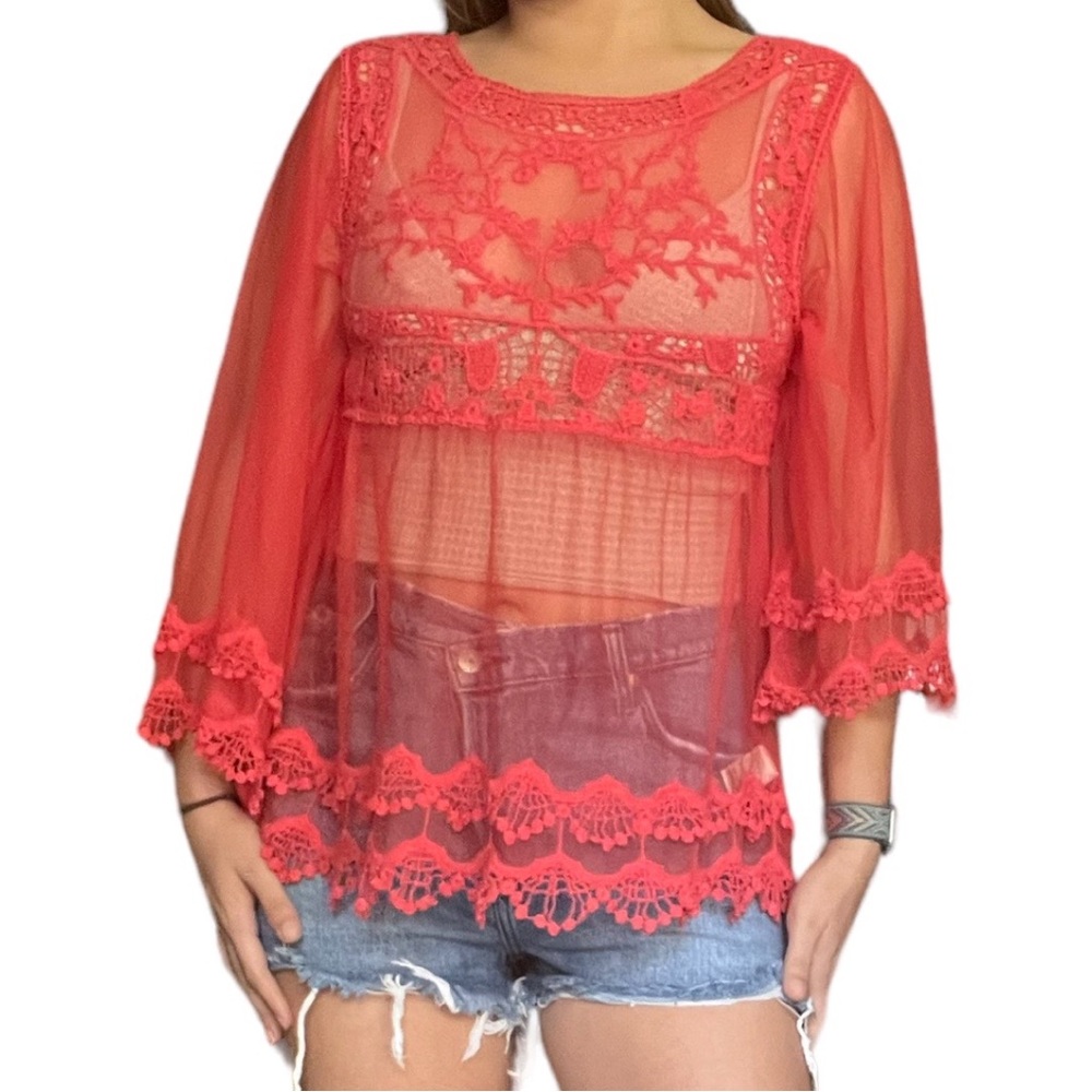 LE DOR Lace Crochet Sheer Top